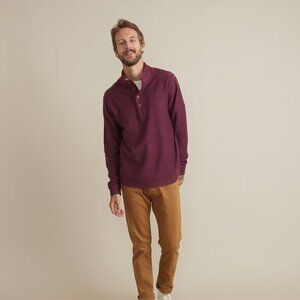 Marine Layer Clayton Textured Pullover in Cabernet Heather - sz Medium
